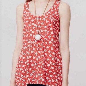 Anthropologie MAEVE Floral Red White Sleeveless Top Blouse Size M